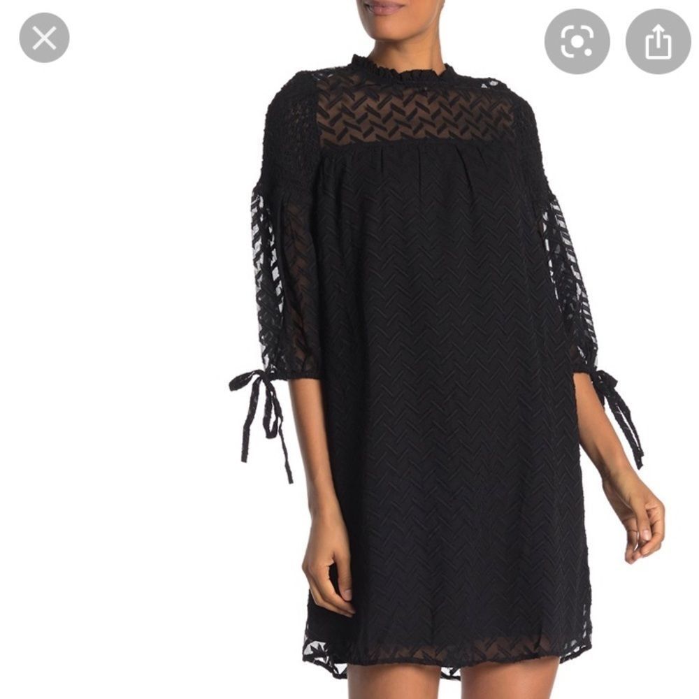 NWT Susina Black Textured Chiffon Dress
